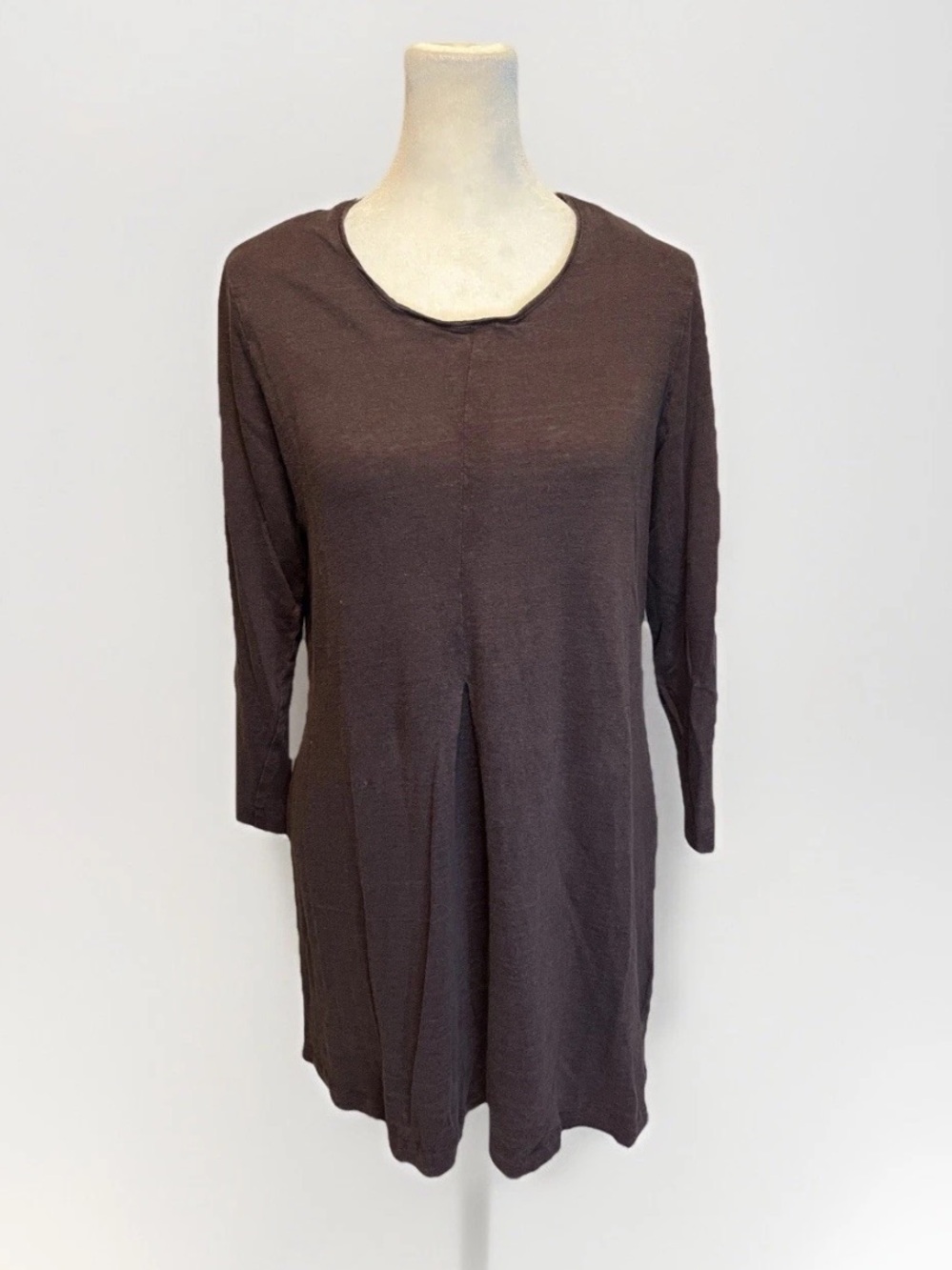 GUDRUN SJODEN Tunic Top 100% LINEN slub Brown M Layer Lightweight Maternity